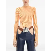 MIX SYNTHETIC EXTRA STRETCH STRIPED ASYMETRIC BODY WHITE/ORANGE