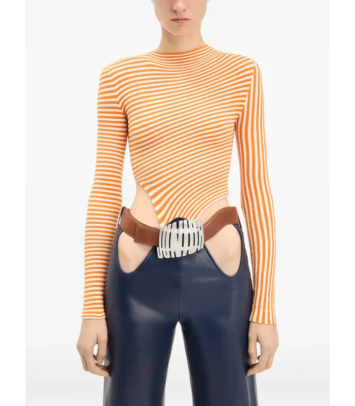 MIX SYNTHETIC EXTRA STRETCH STRIPED ASYMETRIC BODY WHITE/ORANGE