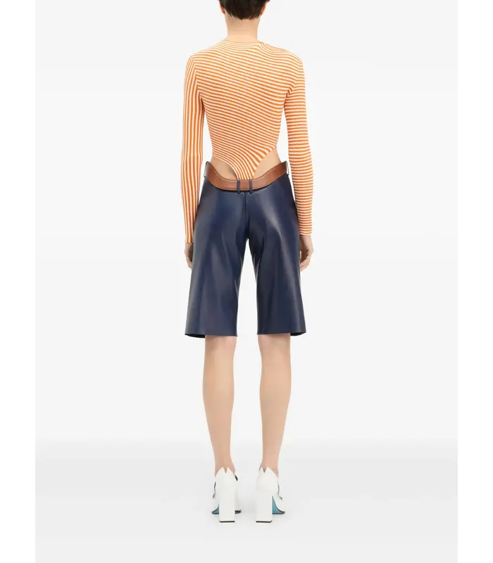MIX SYNTHETIC EXTRA STRETCH STRIPED ASYMETRIC BODY WHITE/ORANGE