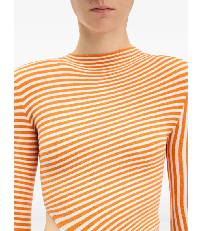 MIX SYNTHETIC EXTRA STRETCH STRIPED ASYMETRIC BODY WHITE/ORANGE