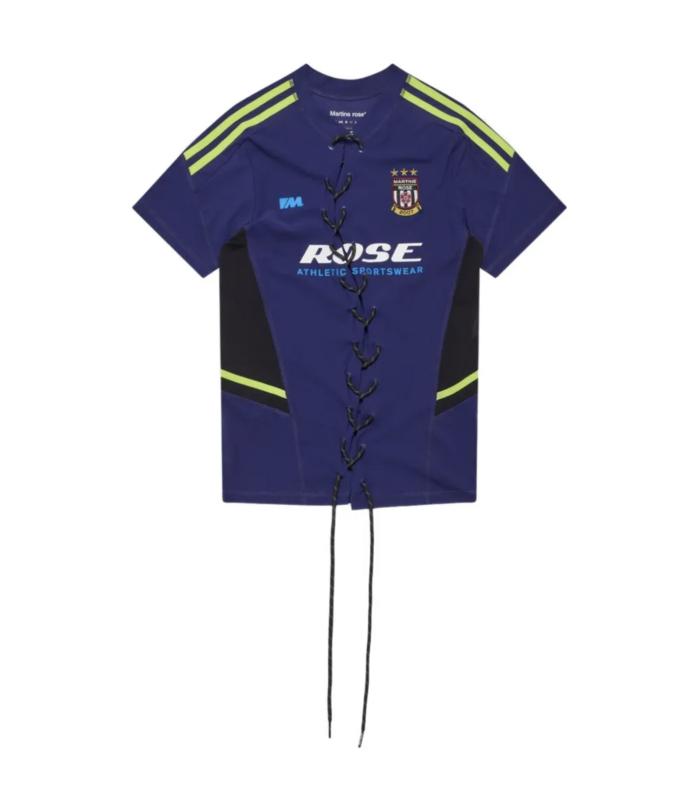 WOMENS LACE UP FOOTBALL TOP BLUE NAVY