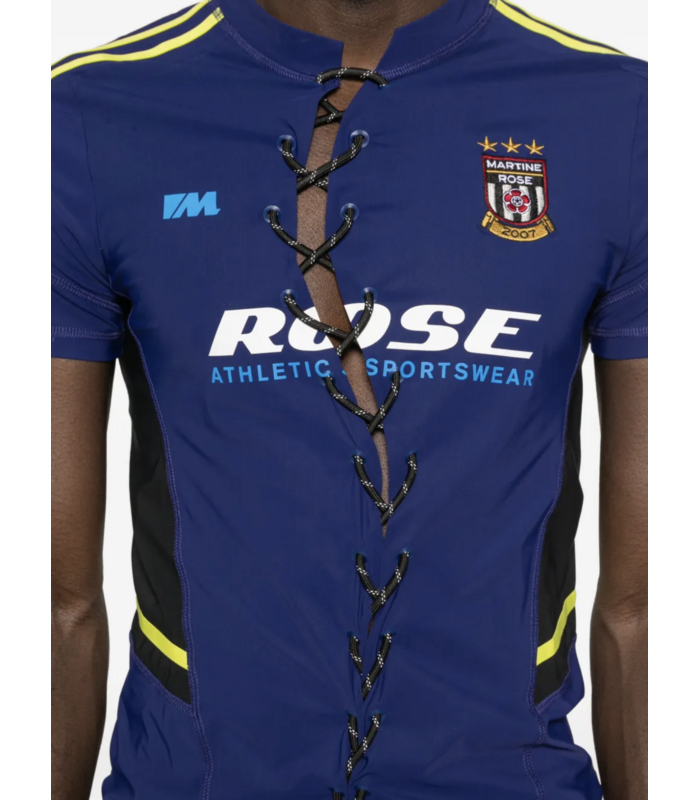 WOMENS LACE UP FOOTBALL TOP BLUE NAVY