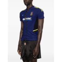 WOMENS LACE UP FOOTBALL TOP BLUE NAVY