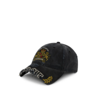 CUT PEAK CAP BLACK WASHED