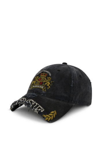 MARTINE ROSE cut peak cap black washed