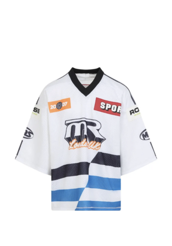 MARTINE ROSE oversized hockey top white blue