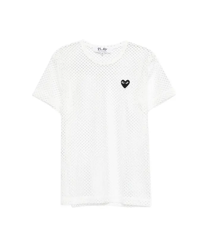 T-SHIRT RED EMBLEM MESH BLACK HEART WHITE