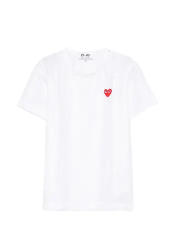 COMME DES GARCONS PLAY t-shirt red emblem mesh red heart white