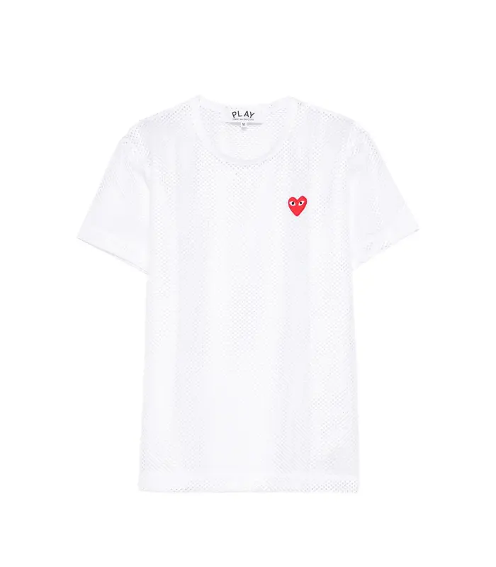 T-SHIRT RED EMBLEM MESH RED HEART WHITE