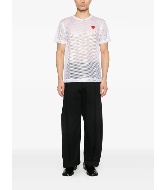 T-SHIRT RED EMBLEM MESH RED HEART WHITE