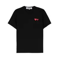 T-SHIRT DOUBLE BURGUNDY EMBLEM BLACK