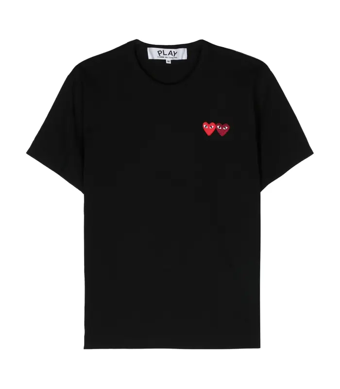 T-SHIRT DOUBLE BURGUNDY EMBLEM BLACK