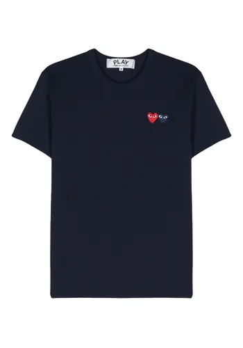 COMME DES GARCONS PLAY t-shirt double burgundy emblem navy