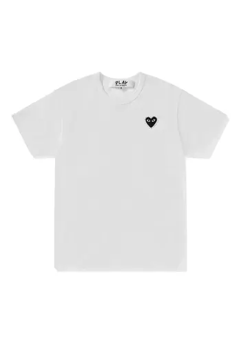 COMME DES GARCONS PLAY t-shirt rhinestone emblem rhinestone heart white/black COMME DES GARCONS PLAY t-shirt rhinestone emblem rhinestone heart white/black