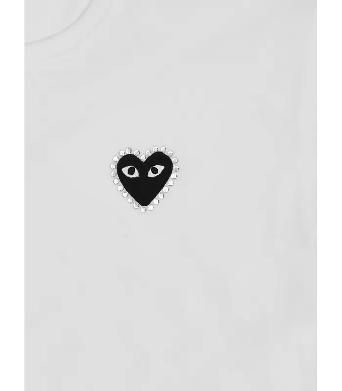 T-SHIRT RHINESTONE EMBLEM RHINESTONE HEART WHITE/BLACK