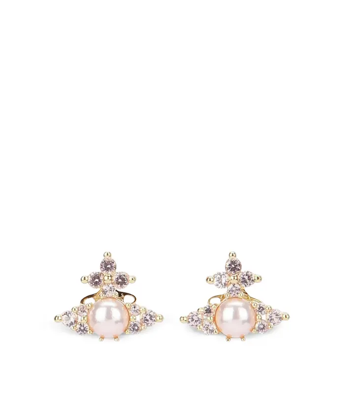 FEODORA EARRINGS GOLD / CHAMPAGNE CZ / PINK