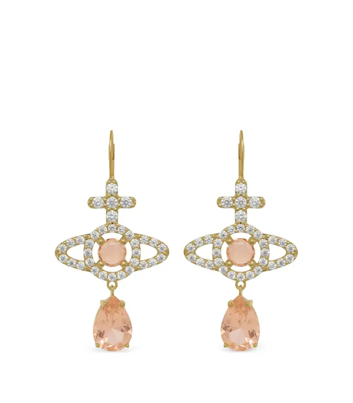 OLYMPIA CZ DROP EARRINGS GOLD / WHITE CHAMPAGNE