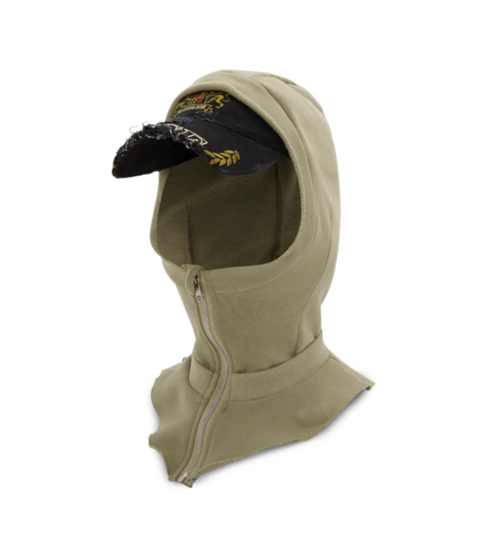 MARTINE ROSE CUT PEAK HOOD BLACK WASHED SAGE