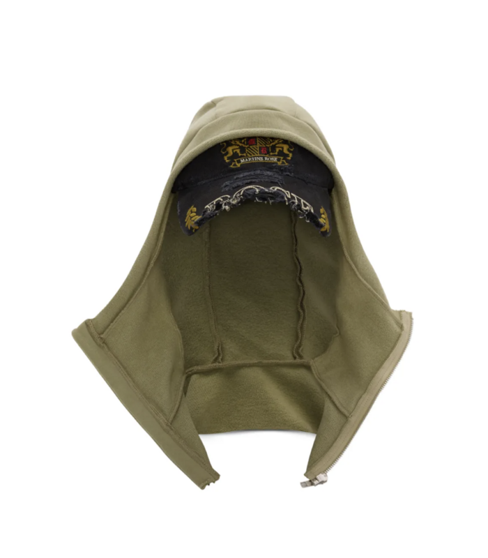 MARTINE ROSE CUT PEAK HOOD BLACK WASHED SAGE