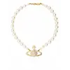 VIVIENNE WESTWOOD ONE ROW PEARL BAS RELIEF GOLD/CREAM/CRYSTAL