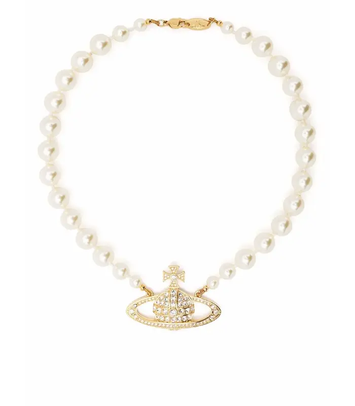 ONE ROW PEARL BAS RELIEF GOLD/CREAM/CRYSTAL