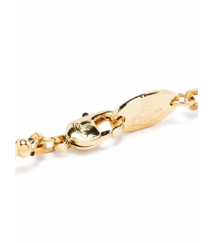 ONE ROW PEARL BAS RELIEF GOLD/CREAM/CRYSTAL