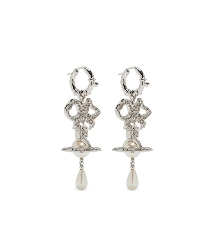 RIGOBERTA PEARL EARRINGS PLATINUM/CRYSTAL VELVET Crystal/CREAMROSE