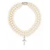 VIVIENNE WESTWOOD THREE ROW PEARL DROP CHOKER PLATINUM/PEARL/MULTI