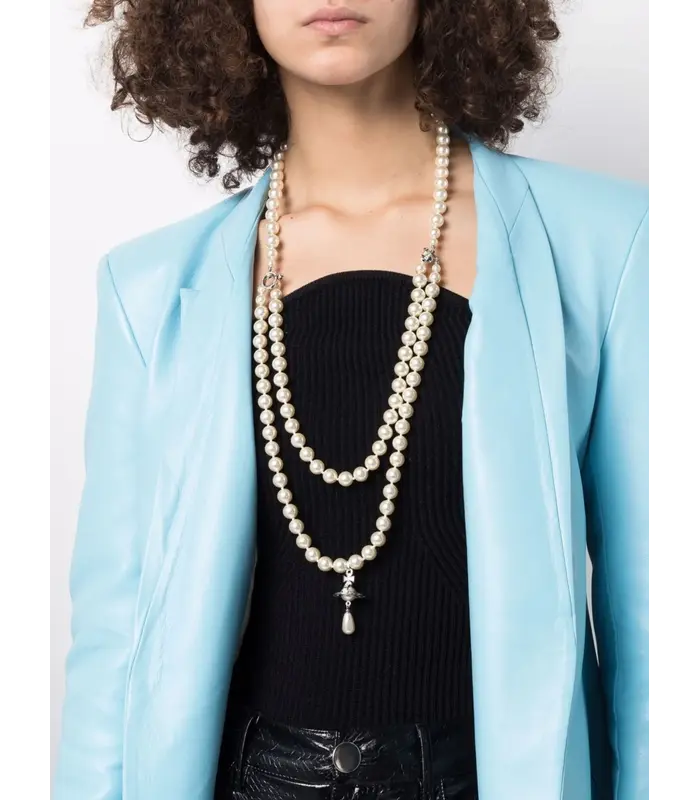 THREE ROW PEARL DROP CHOKER PLATINUM/PEARL/MULTI