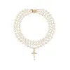 VIVIENNE WESTWOOD THREE ROW PEARL DROP CHOKER GOLD/PEARL/MULTI