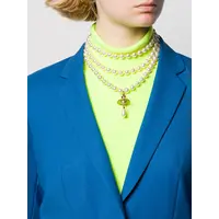 THREE ROW PEARL DROP CHOKER GOLD/PEARL/MULTI