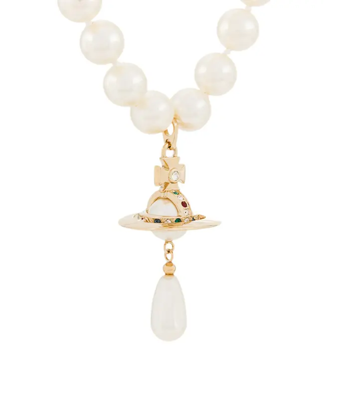 THREE ROW PEARL DROP CHOKER GOLD/PEARL/MULTI