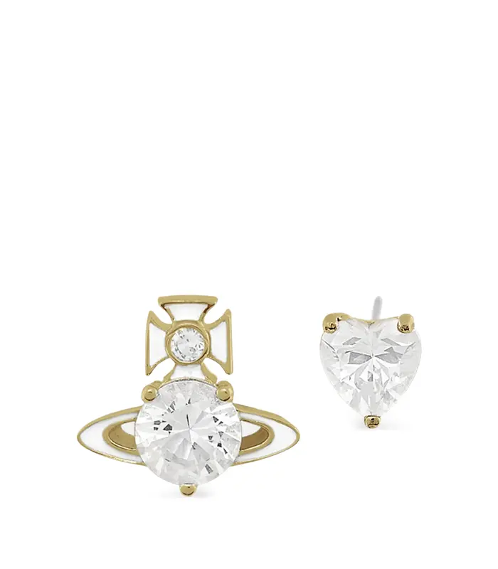 MILLIE EARRINGS GOLD / WHITE ENAMEL / WHITE