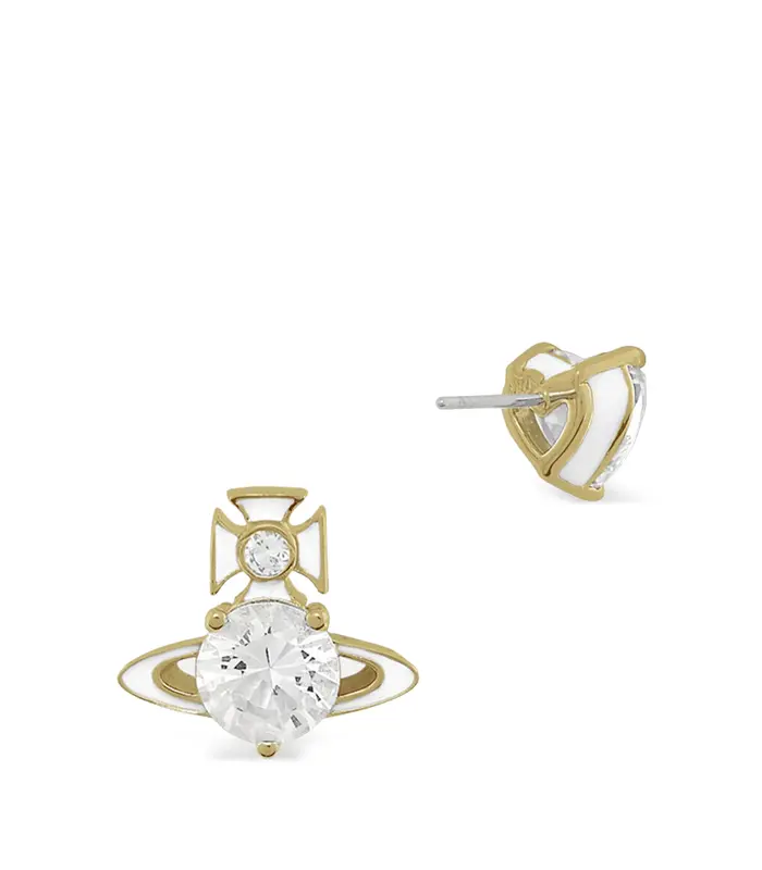 MILLIE EARRINGS GOLD / WHITE ENAMEL / WHITE
