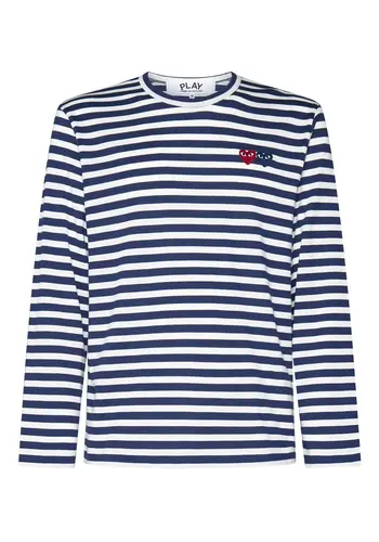 COMME DES GARCONS PLAY t-shirt double burgundy emblem navy COMME DES GARCONS PLAY t-shirt double burgundy emblem navy