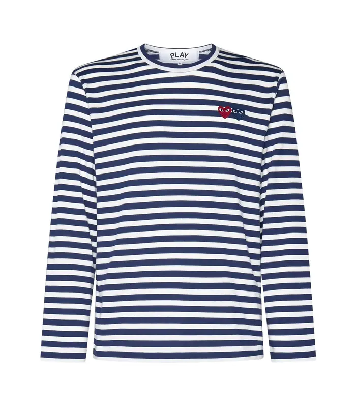 T-SHIRT DOUBLE BURGUNDY EMBLEM NAVY