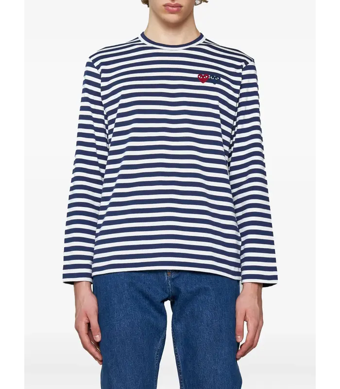 T-SHIRT DOUBLE BURGUNDY EMBLEM NAVY