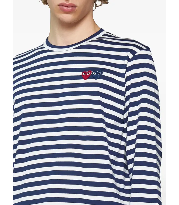 T-SHIRT DOUBLE BURGUNDY EMBLEM NAVY