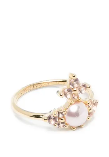 VIVIENNE WESTWOOD feodora earrings gold / champagne cz / pink