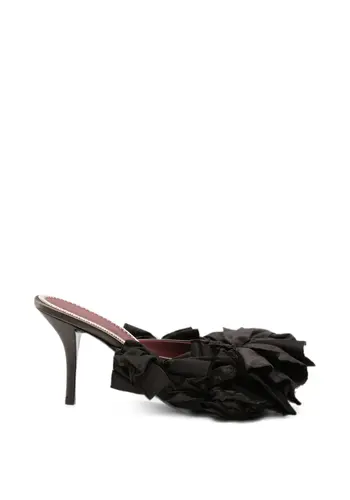 MAGDA BUTRYM mules brown satin with taffeta flowers