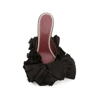 MULES BROWN SATIN WITH TAFFETA FLOWERS