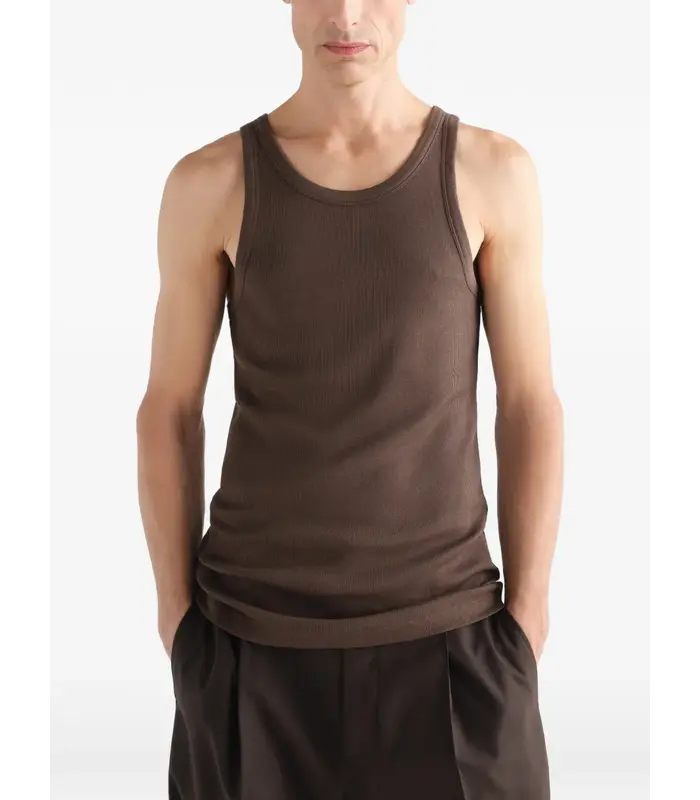 RIBBED TANK TOP CAROB
