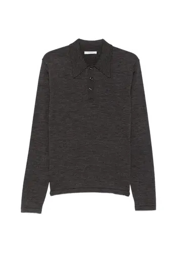 LEMAIRE ls knitted polo top ecore LEMAIRE ls knitted polo top ecore