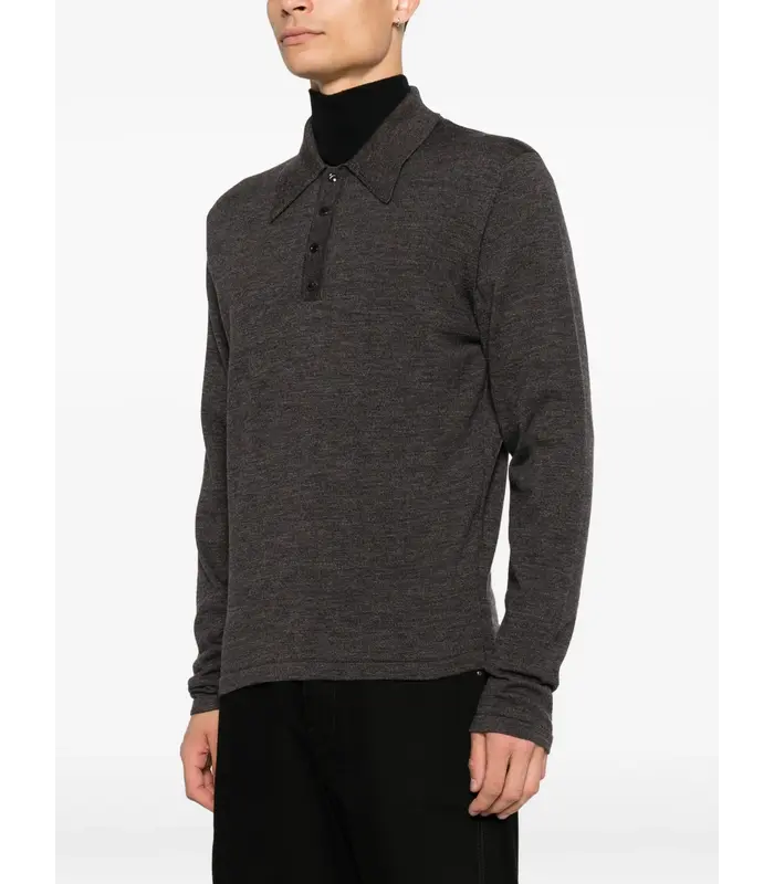 LS KNITTED POLO TOP ECORCE