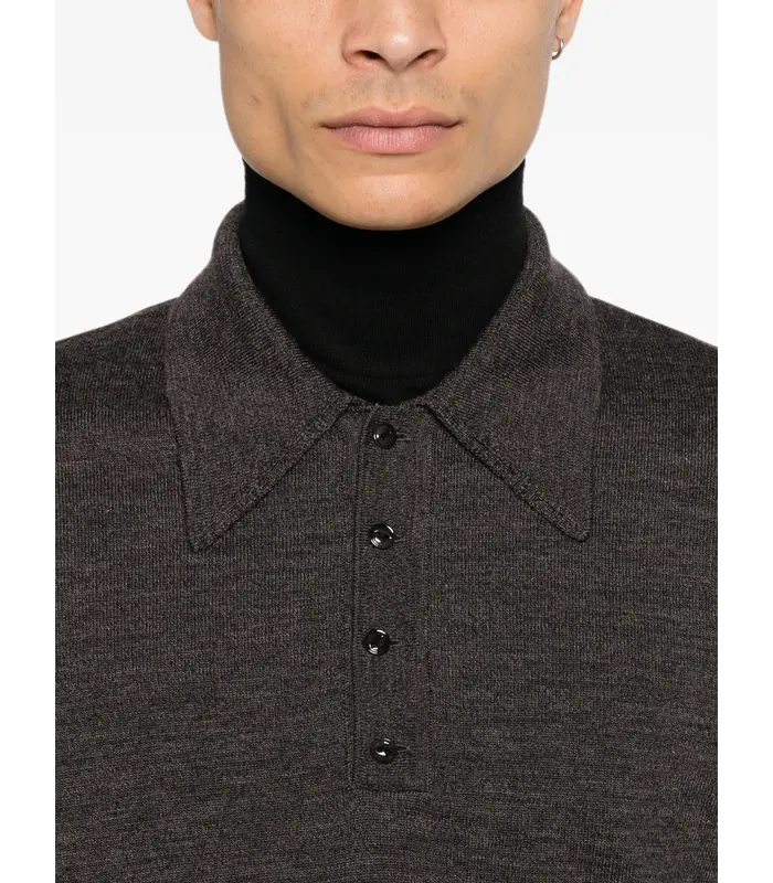 LS KNITTED POLO TOP ECORCE