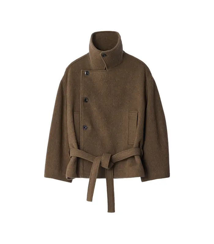 SHORT WRAP COAT MUD