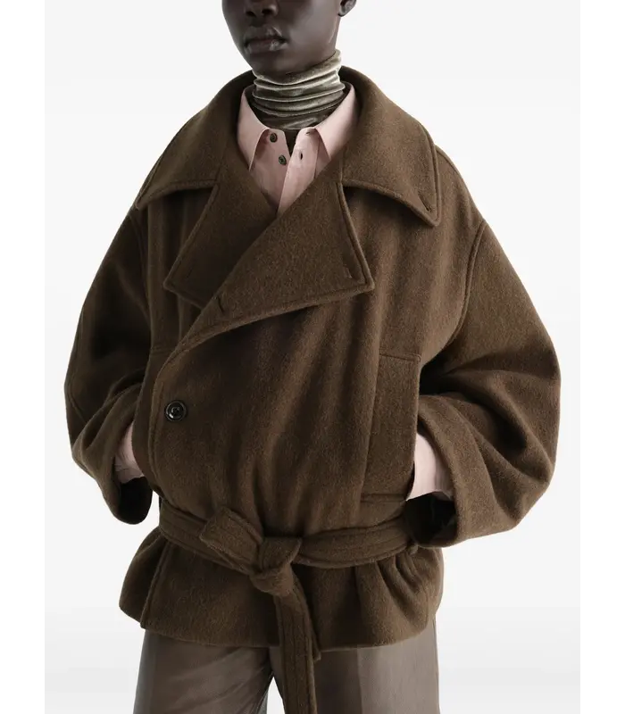 SHORT WRAP COAT MUD