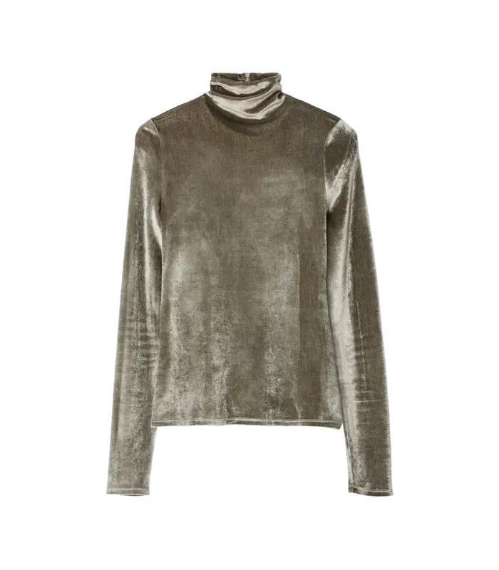 FITTED HIGH NECK TOP CHROME