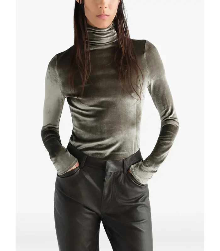 FITTED HIGH NECK TOP CHROME