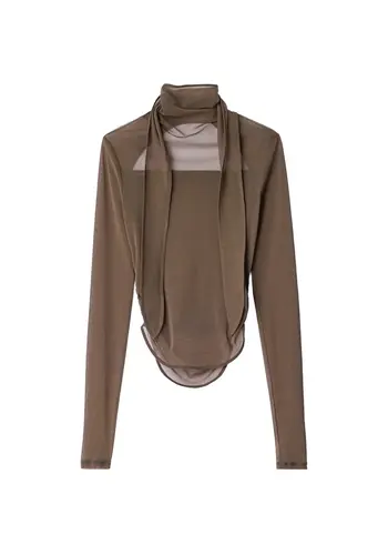 LEMAIRE ballerina foulard top cacao LEMAIRE ballerina foulard top cacao